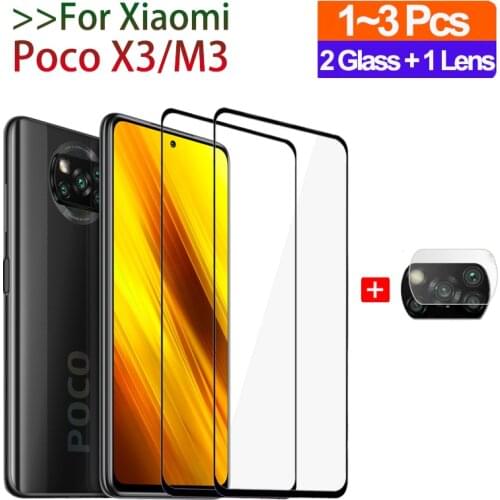 Full Cover Glass for Poco M3 Screen Protector Poco X3 NFC Clear Camera Film Pocophone X3 Cristal Templado Xiaomi-Poco-M3 Glass