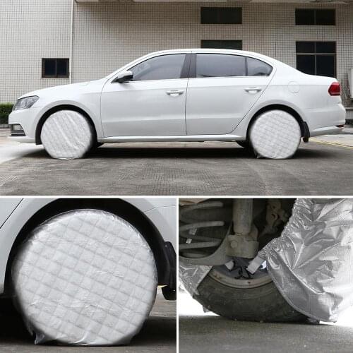 X Autohaux 2pcs/4pcs Double Axle Tire Cover Waterproof Aluminum Film Tyre Protectors For Car RV Trailer 23"-28" 27"-29" 33"-35"