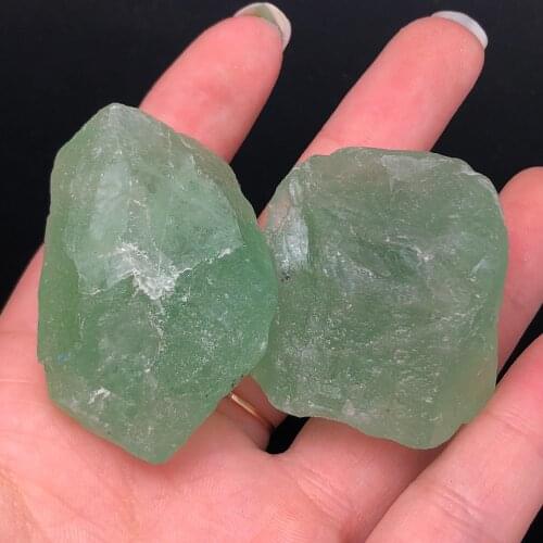 2Pcs Pure natural fluorite crystal coarse stone mineral specimen block artwork reiki healing meditation