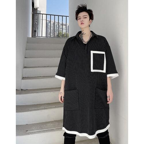 2021 Casual Shirt ForMen Clothingstriped Fashion Brand Spring And Summer New Hot Neutral Loose Short Sleeve Tidal Hairstylist