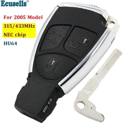 3 button modified remote key 315MHz 433mhz with NEC chip for Mercedes-benz 2005 model uncut HU64
