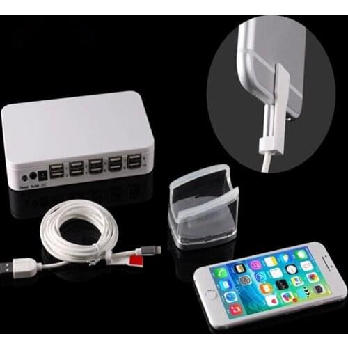 3 set/lot) retail store live mobile phone alarm sensor holder power charger desktop acrylic crystal display stand