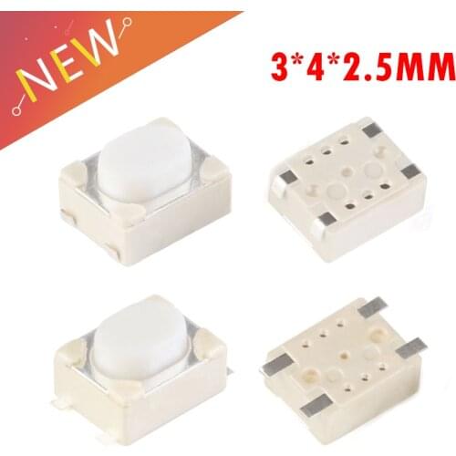 50pcs/lot 3*4*2.5 SMD Touch Button Car Remote Control Key Switch 3x4x2.5 4.2X3.2X2.5MM e-cigarette micro switch