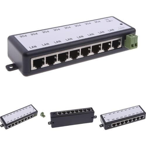 8 Port POE Injector For CCTV Surveillance IP Cameras Power Over Ethernet Adapter J2HC