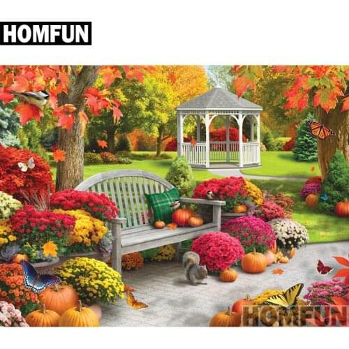 HOMFUN Full Square/Round Drill 5D DIY Diamond Painting "Autumn Scenic" 3D Embroidery Cross Stitch 5D Home Decor A00855