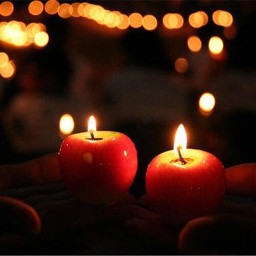 2PC Red Apple Shape Fruit Scented Candle Incense Wedding Gift Home Decoration Valentines Day Christmas Candle Lamp