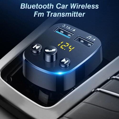 Bluetooth Compatible 5.0 FM Transmitter Car Kit Charger Hands-free LCD MP3 Player Dual USB AUX IN/OUT iPhone Car Phone Charger