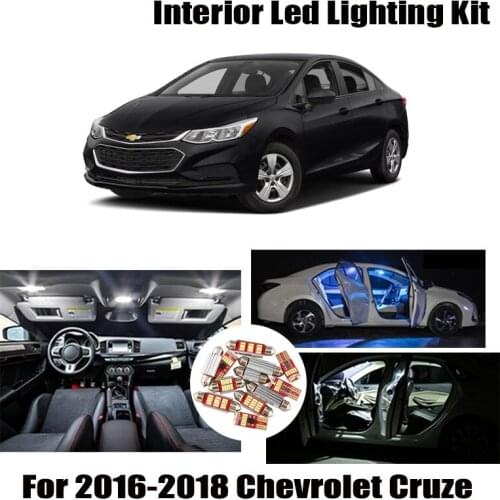 12pcs White LED Light Reading Dome Bulbs Interior Kit Fit For 2016 2017 2018 Chevrolet Cruze Trunk Cargo Mirror License Lamp