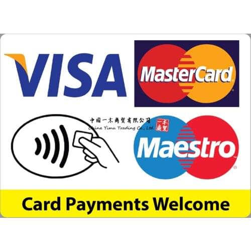 Contactless Card Payments Sticker Credit Card Taxi Shop Visa Mastercard Maestro