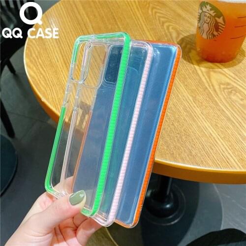 Candy Color Frame Phone Case For Samsung Note 8 9 10 Plus S8 S9 S10 S20 Ultra Plus Lite Transparent Soft TPU Phone Back Cover