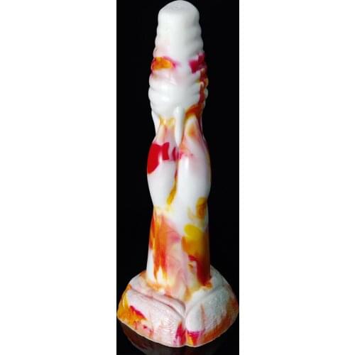 FAAK silicone animal wolf dog dildo colorful white red and yellow large knotted penis vagina anal masturbate sex toys for women