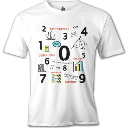 Math Arithmetic Printed White Men Women Unisex Tshirt High Quality Famous Turkish Fabric Textile T-shirt Production