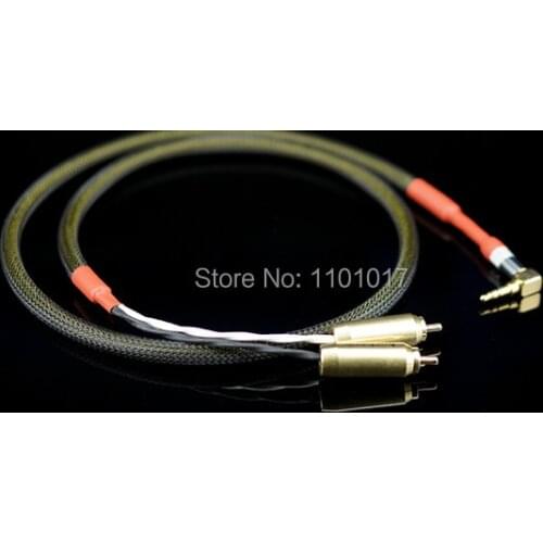 Aucharm AUJTRC 3.5MM Jack To RCA Cable HIFI EXQUIS Red Copper Silvr Plated Wire