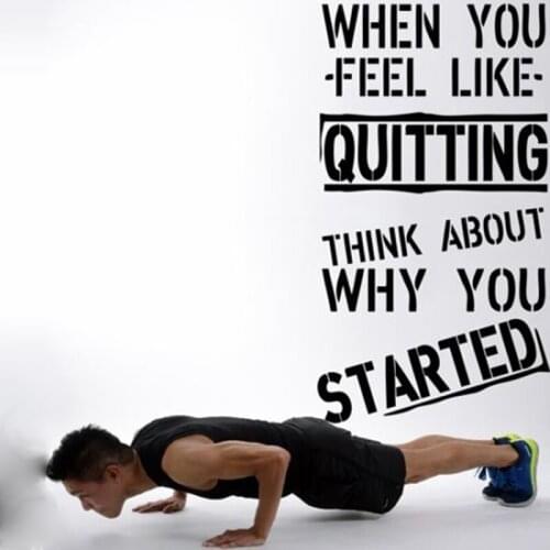 When You Feel Like Quitting Letters Wall Stickers for Fitness Vinyl Decals Background Wall Decor Gym Art Poster Quotes YY121