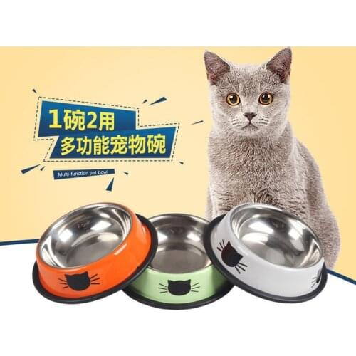 1Pcs Dog Cat Food Bowls Stainless Steel Pets Drinking Feeding Bowls Pet Supplies Anti-skid Dogs Cats Water Bowl Pet Tools