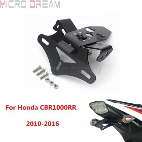 CNC Motorcycle Black Aluminum License Number Plate Frame Holder Bracket with LED Light for Honda CBR1000RR CBR 1000 RR 2010-2016