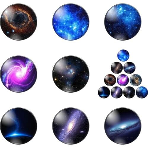 Galaxy Out Space Planet Cosmicnebula Round Photo Demo Glass Cabochon Flat Back Making Findings Handmade DIY Accessories