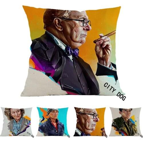 Famous star Portrait art painting 45*45cm square pillow case Cushion cover car sofa watercolos drawing pillow cushions