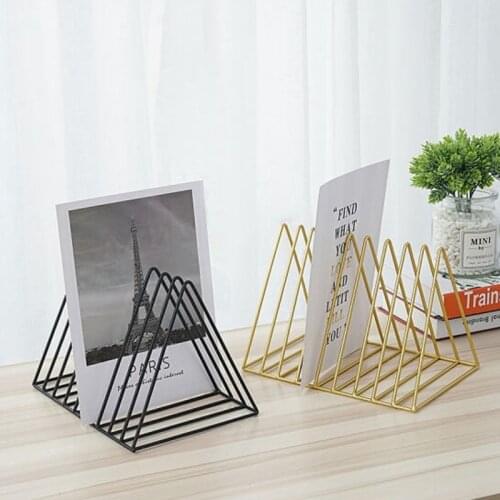 Metal Bookshelf Storage LP Record Rack Triangle Shaped Books Magazine Holder Desktop Record Shelf File Organizer Home Office