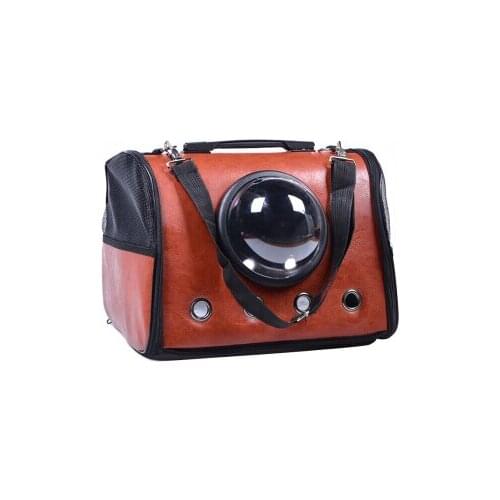Fashion Space Capsule Bubble Pet Carrier Leather Travel Shoulder Strap Bags Handbag for Cat/Small Dogs with Ventilated Side Mesh