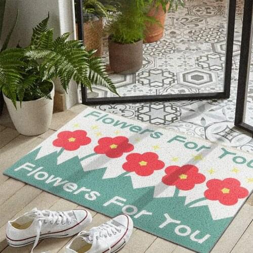 Fashion Flower Doormat PVC Anti-slip Mat Silk Loop Hallway Home Door mat Carpet Freely Cutting Custom Entrance Door Mat Carpet