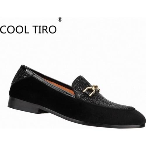 COOL TIRO Black Velvet Crocodile Claw Moccasin Slip On Loafers Shoes Luxury Prom Wedding Party Shoes New Designer 2021 Summer