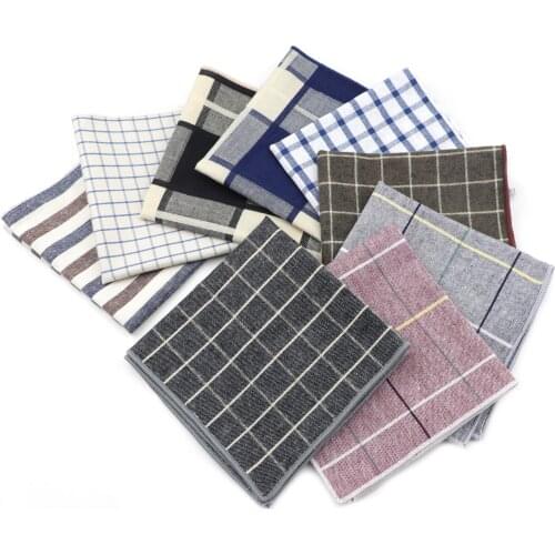Men Suits Cotton Sunny Handkerchiefs Striped Plaid Printing Colorful Pocket Square Hankies Business Casual Square Pockets Hanky