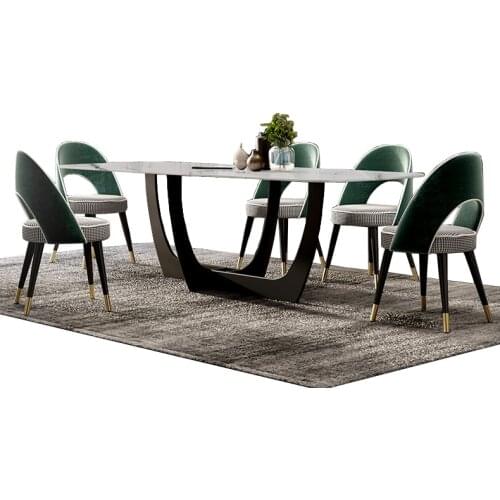 Solid wooden Dining Room Set Home Furniture minimalist modern marble dining table and 6 chairs mesa de jantar muebles comedor