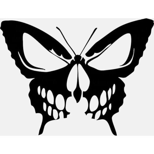 Dawasaru Butterfly Skull Decal Car Sticker Die Cut Hearse Horror Rock PVC,14cm*11cm