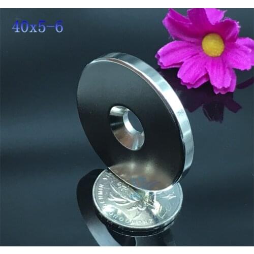 1pc 40x5 hole 6mm Neodymium magnet 40*5 hole 6mm strong Disc Nd-Fe-B Neodymium Magnet Art Craft Connection free shipping