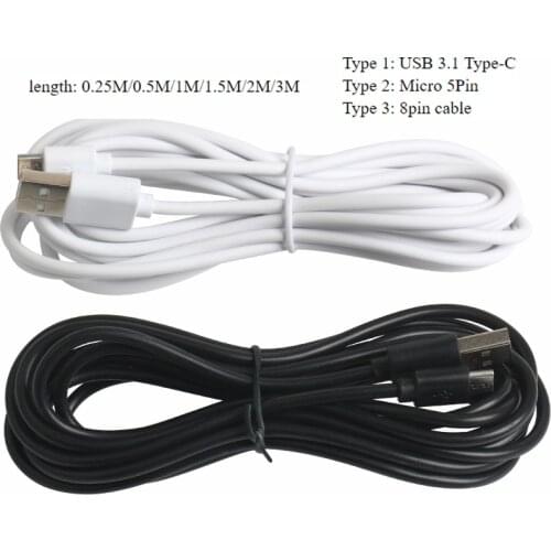 Wholesale 25cm 1m 2m 3m New USB 3.1 Type-C Data Sync Fast Charger Cable Micro 5pin or 8pin USB Cable for Digital Equipment