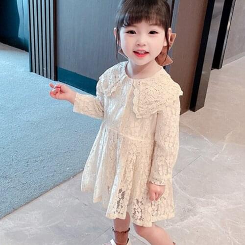 Girl Dress Kids Baby Gown 2021 Lace Spring Autumn Toddler Outwear Party Wedding Princess Tutu Dresses Cotton Children Clothing