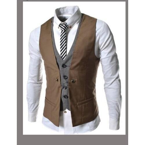 2016 Free shipping new plaid mixed colors Mens Slim casual vest jacket 16