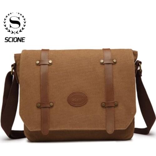 SCIONE Canvas Cloth Retro Crossbody Bags 2020 New Shoulder Messenger Bags Mens cuasual Waterproof Multi-function bag