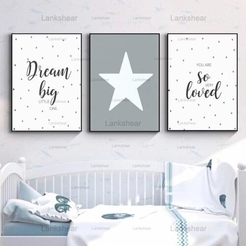 Grey Wall Art Lovely Words Posters and Prints Canvas Painting Kids Bedroom Decoration Pictures Nursery Decor Baby Shower Gift