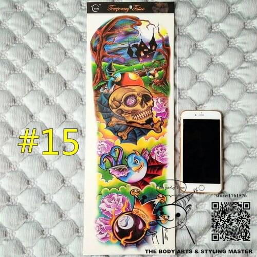 SHNAPIGN "The Night of Castle" Full Sleeve Arm Temporary Body Art, 48*17cm Flash Tattoo Stickers, Waterproof Sex Products Henna