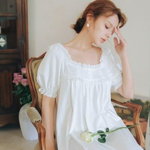 Smmoloa Women Sexy Lace Nightwear Bride White Gown Lace Mesh Gown Sleepwear