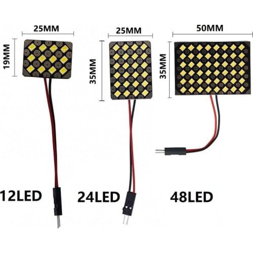 T10 W5W BA9S C5W Festoon 3 Adapter Base New Super Bright LED Panel Bulb Car Interior Reading Dome Lamp Auto Roof Light