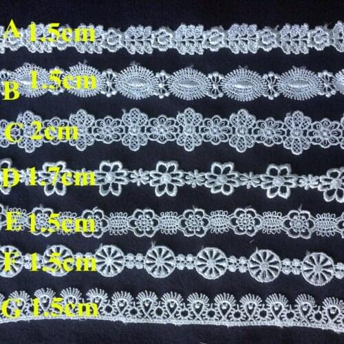1.5cm/1.7cm/2cm top quality water soluble polyester yarn embroidery plain white flora lace trim,RS180116G