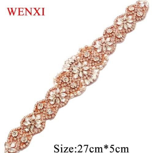 WENXI 30pcs Wholesale Bridal Gown Sash Crystal Rhinestonesd Appliques Sewing On For Wedding Dress Accessory WX836