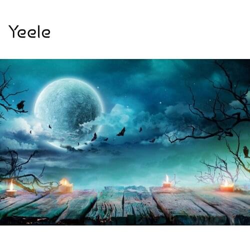 Yeele Halloween Photocall Backdrop Moon Night Wood Plank Baby Shower Party Photographic Background Prop Photography Photo Studio