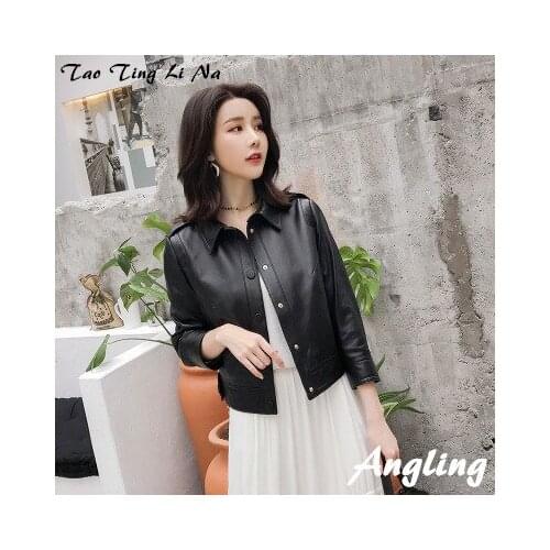 2020 Women Spring Genuine Real Sheep Leather Jacket R12