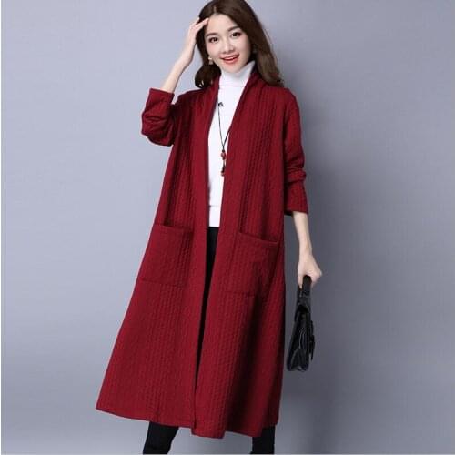 Plus size Autumn Women Long Cardigans long Sleeve Open Stitch Knit Sweater Cardigans V neck Oversized Cardigan Jacket Coat