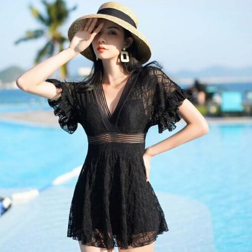 Swimsuit Women Lace Jumpsuit Women Cover Their Stomachs To Show Thin Conservative Small Fragrance Hot Spring Holiday Swimwear