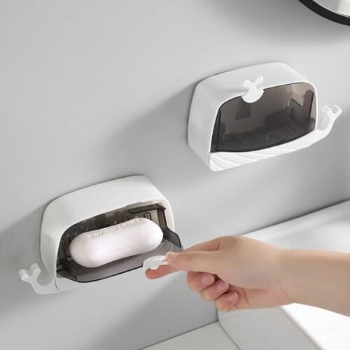 Soap Box Bathroom Soap Holder Wall Mounted Double Grids Soap Draining Rack Case Bathroom Supplies Bathroom Gadgets Accessories