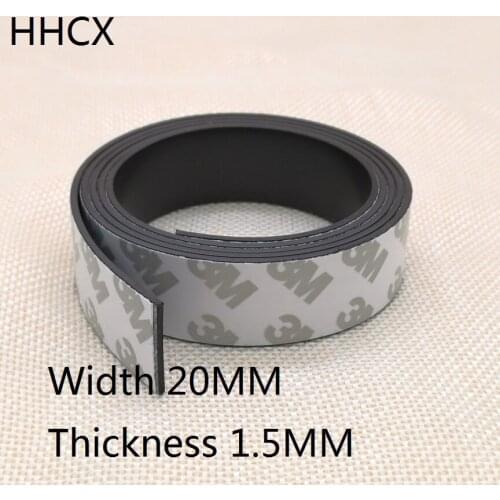1 Meter Rubber Magnet 20*1.5 mm self Adhesive Flexible Magnetic Strip Rubber Magnet Tape width 20mm thickness 1.5mm 20mm x 1.5mm
