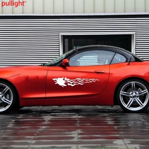 1Pair Car Wolf Flames Racing Door Decal Vinyl Graphics Side sticker