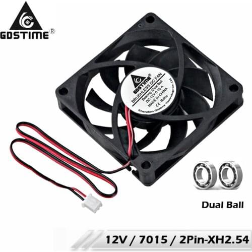 5pcs Gdstime DC 12V 2Pin 70mm 70x70x15mm Ball Bearing Brushless Cooler Fan 7cm 7015 PC Computer Exhaust Axial Case Cooling Fan