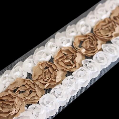 Garment accessories factory directly chiffon material floral lace trimming for dress decoration 5 yards/lot free shipping