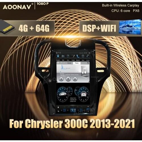 2 din android car radio multimedia player For chrysler 300C 2013-2021 car stereo autoradio player HD screen Tesla style headunit